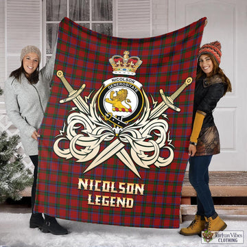 Nicolson Tartan Blanket with Clan Crest and the Golden Sword of Courageous Legacy