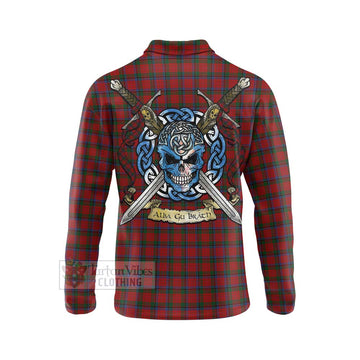 Nicolson Tartan Long Sleeve Polo Shirt with Family Crest Celtic Skull Style