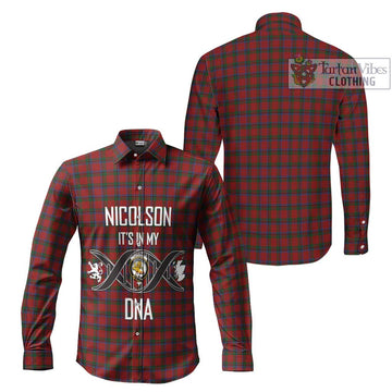 Nicolson Tartan Long Sleeve Button Shirt with Family Crest DNA In Me Style Men's Shirt - Tartan Vibes Clothing