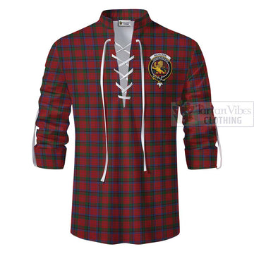 Nicolson Tartan Ghillie Kilt Shirt with Family Crest Celtic Skull Style