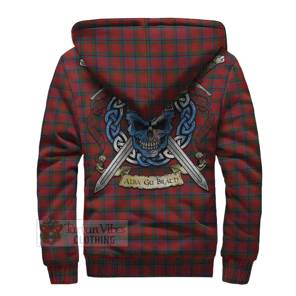 Tartan Vibes Clothing Nicolson Tartan Sherpa Hoodie with Family Crest Celtic Skull Style