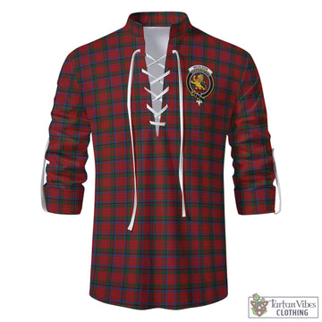 Nicolson Tartan Men's Scottish Traditional Jacobite Ghillie Kilt Shirt with Family Crest