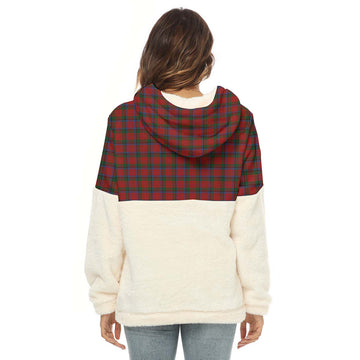 Nicolson Tartan Half Style Women's Borg Fleece Hoodie with Half Zip with Family Crest - Tartan Vibes Clothing