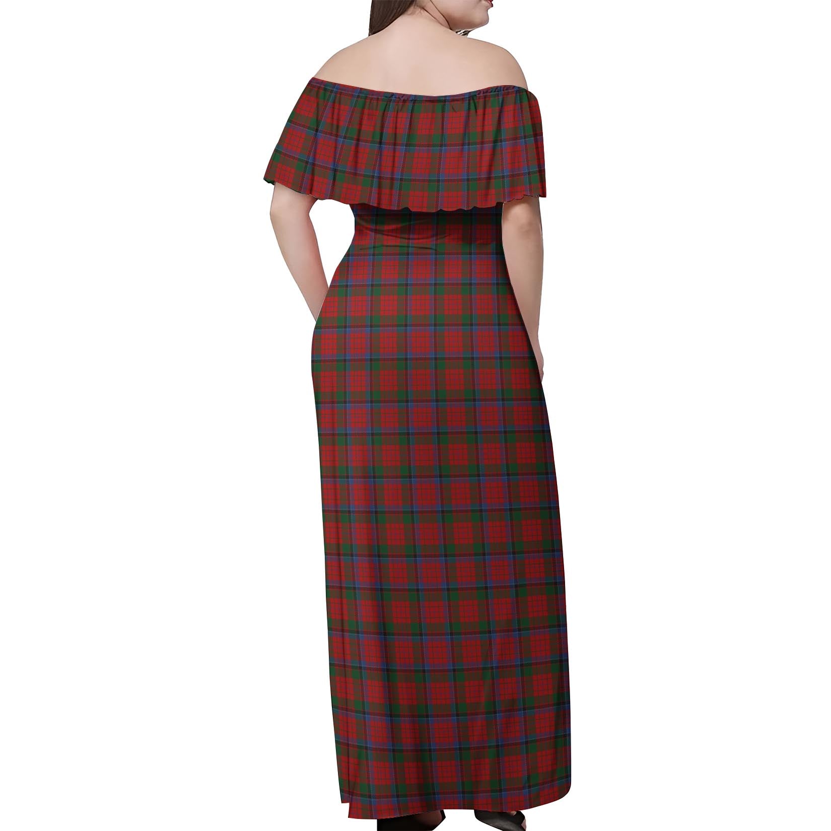 Nicolson Tartan Off Shoulder Long Dress - Tartanvibesclothing