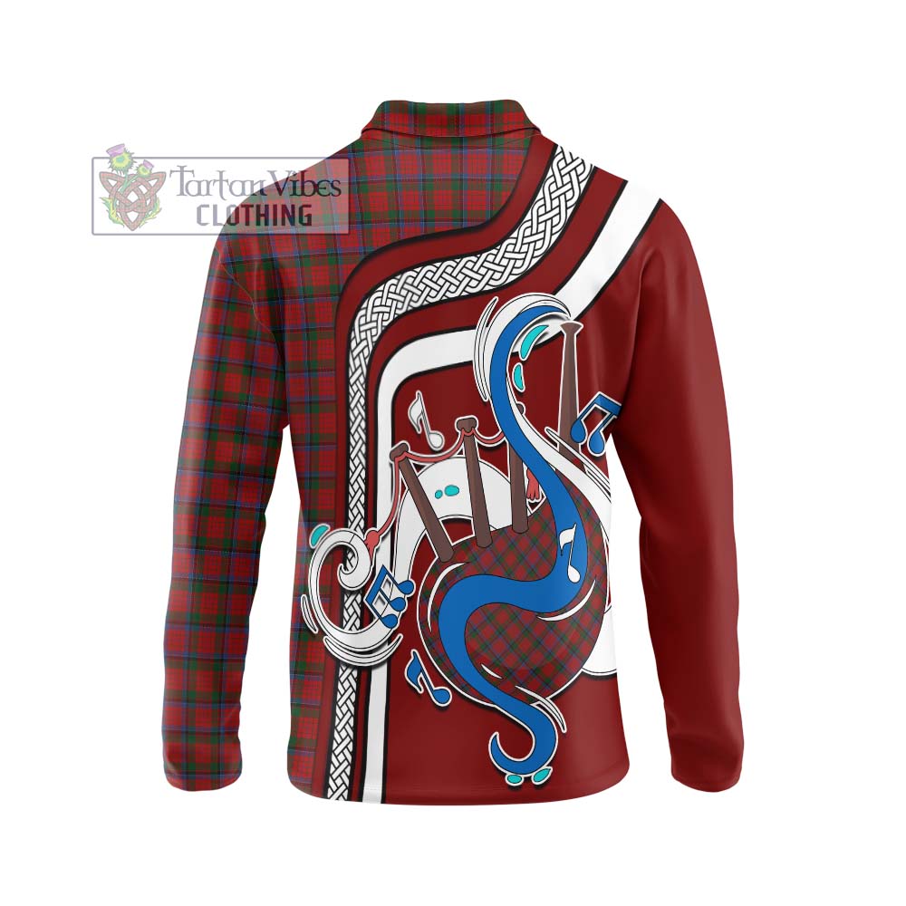 Tartan Vibes Clothing Nicolson Tartan Long Sleeve Polo Shirt with Epic Bagpipe Style