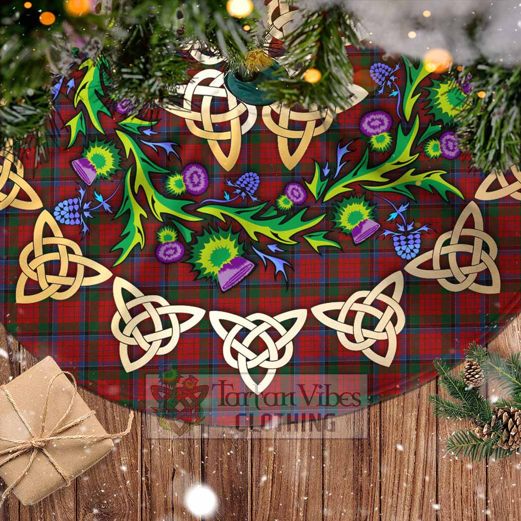 Tartan Vibes Clothing Nicolson Tartan Christmas Tree Skirt with Thistle Celtic Knot Style