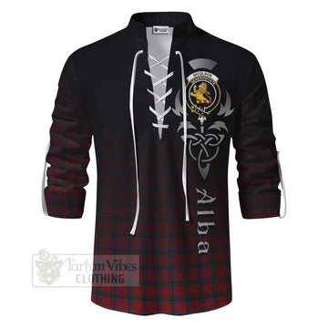 Nicolson Tartan Ghillie Kilt Shirt Featuring Alba Gu Brath Family Crest Celtic Inspired