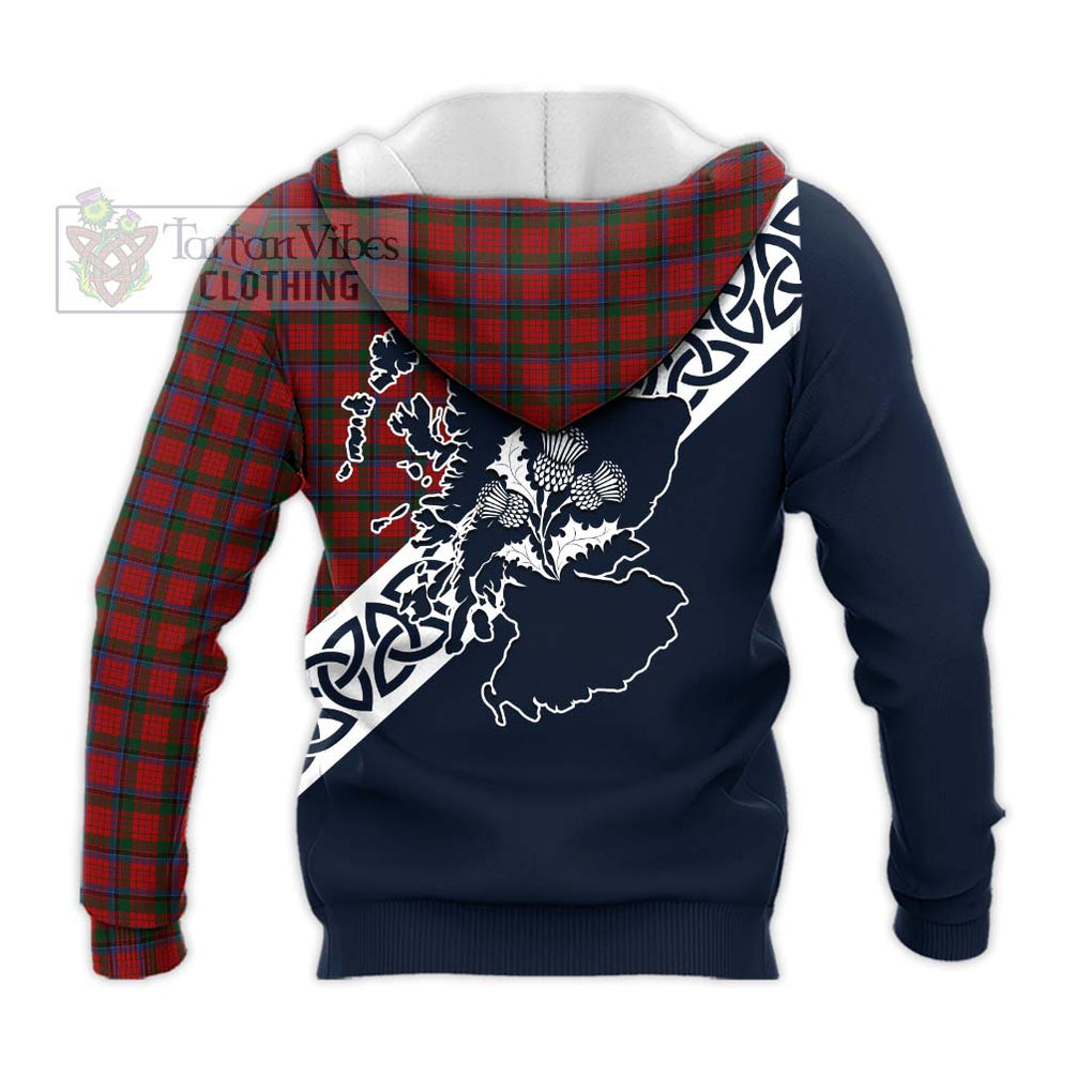 Tartan Vibes Clothing Nicolson Tartan Knitted Hoodie Featuring Thistle and Scotland Map