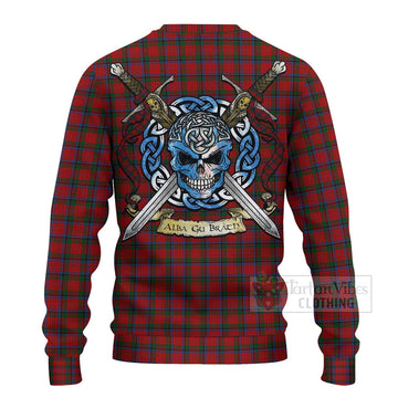 Nicolson Tartan Ugly Sweater with Family Crest Celtic Skull Style