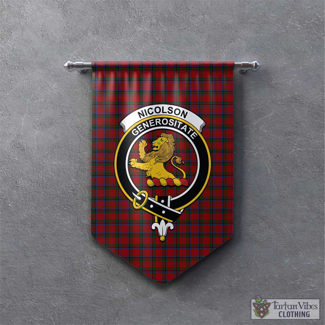 Tartan Vibes Clothing Nicolson Tartan Gonfalon, Tartan Banner with Family Crest