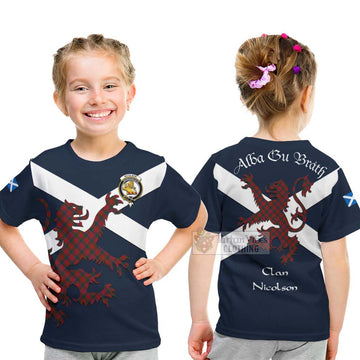 Nicolson Tartan Lion Rampant Kid T-Shirt Proudly Display Your Heritage with Alba Gu Brath and Clan Name - Tartan Vibes Clothing