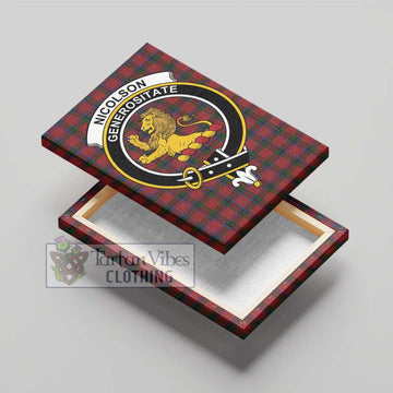 Nicolson Tartan Canvas Print Wall Art with Family Crest