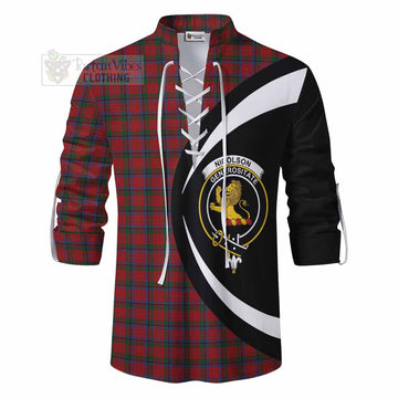 Nicolson Tartan Ghillie Kilt Shirt with Family Crest Circle Style