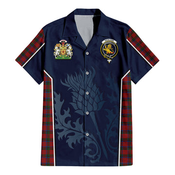 Nicolson Tartan Short Sleeve Button Up Shirt with Family Crest and Scottish Thistle Vibes Sport Style