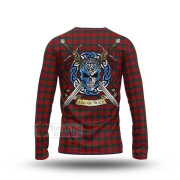 Nicolson Tartan Long Sleeve T-Shirt with Family Crest Celtic Skull Style