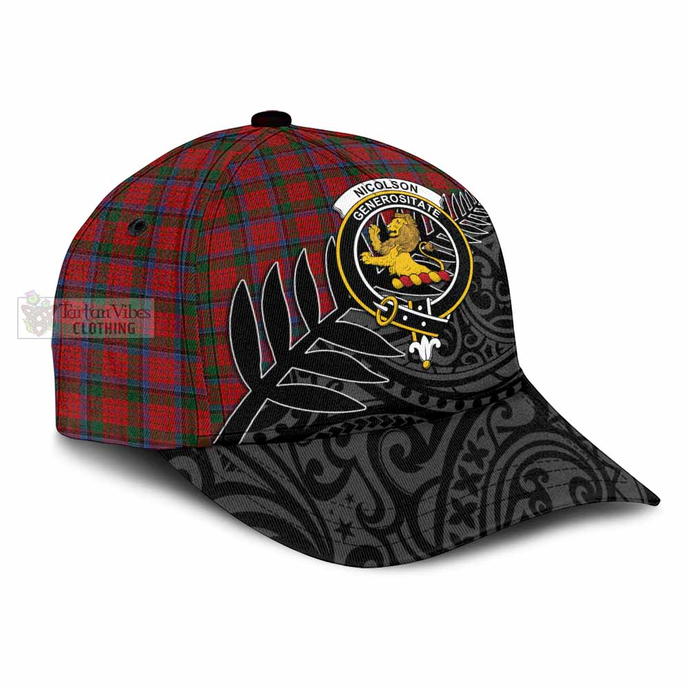 Tartan Vibes Clothing Nicolson Tartan Classic Cap with New Zealand Silver Fern Half Style