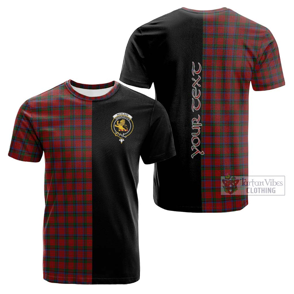 Tartan Vibes Clothing Nicolson Tartan Cotton T-shirt with Family Crest and Half Of Me Style