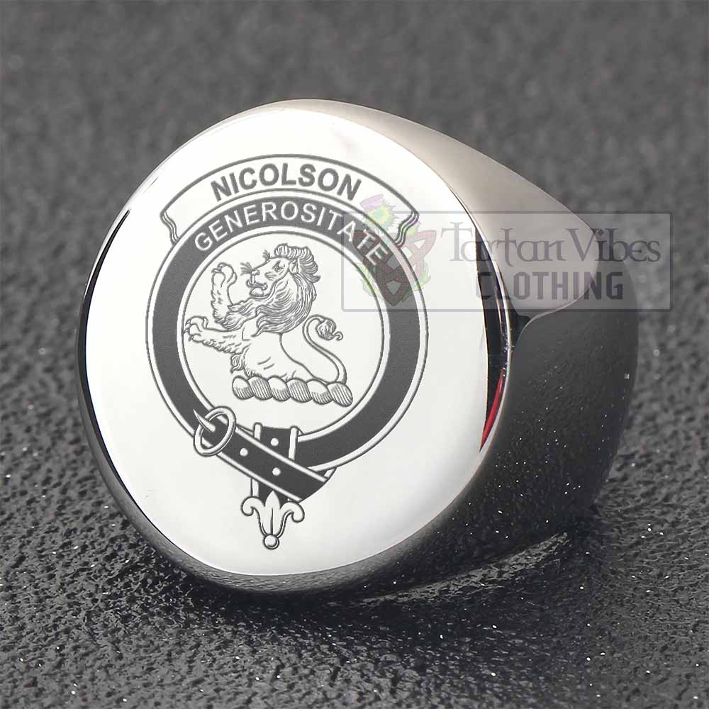 Tartan Vibes Clothing Nicolson Clan Crest Engraved Ring