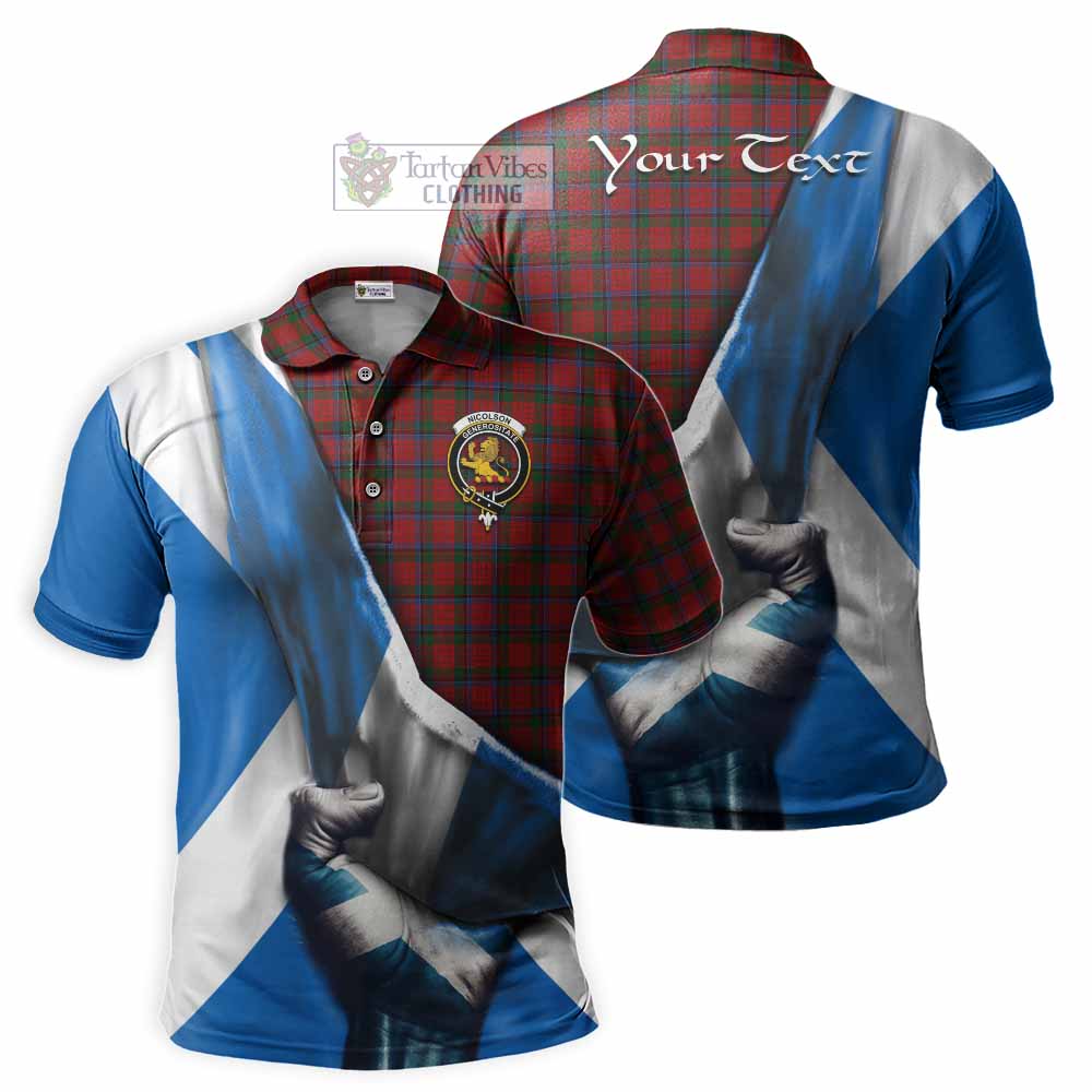 Tartan Vibes Clothing Nicolson Tartan Polo Shirt with Family Crest Scotland Patriotic Style