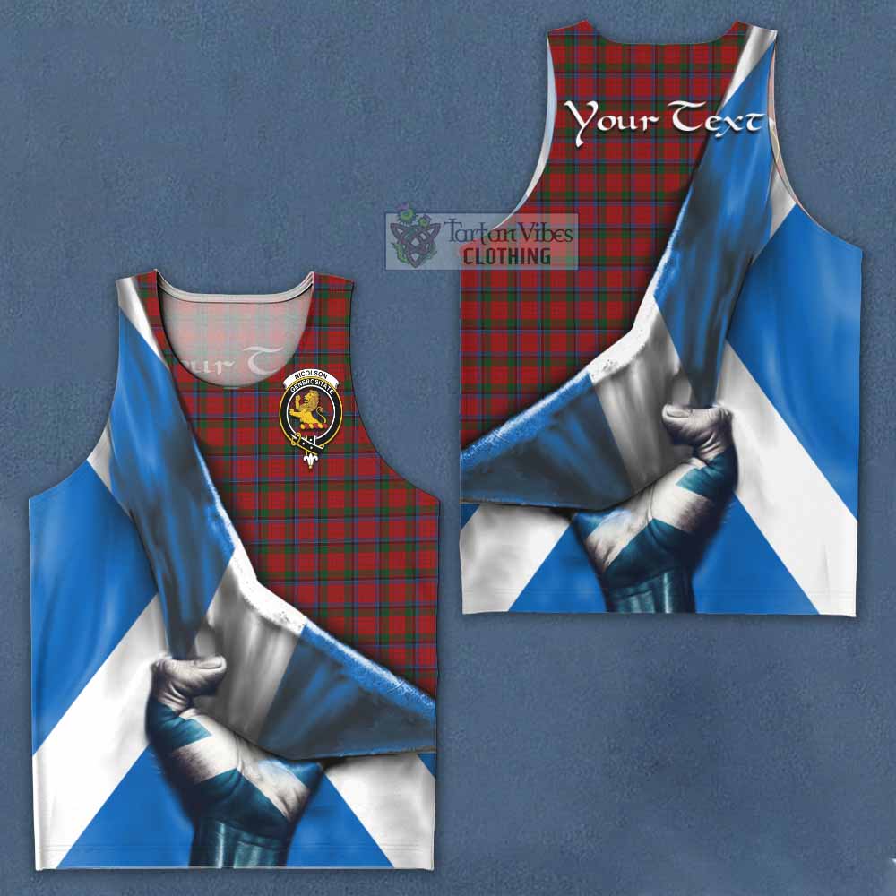 Tartan Vibes Clothing Nicolson Tartan Men's Tank Top with Family Crest Scotland Patriotic Style