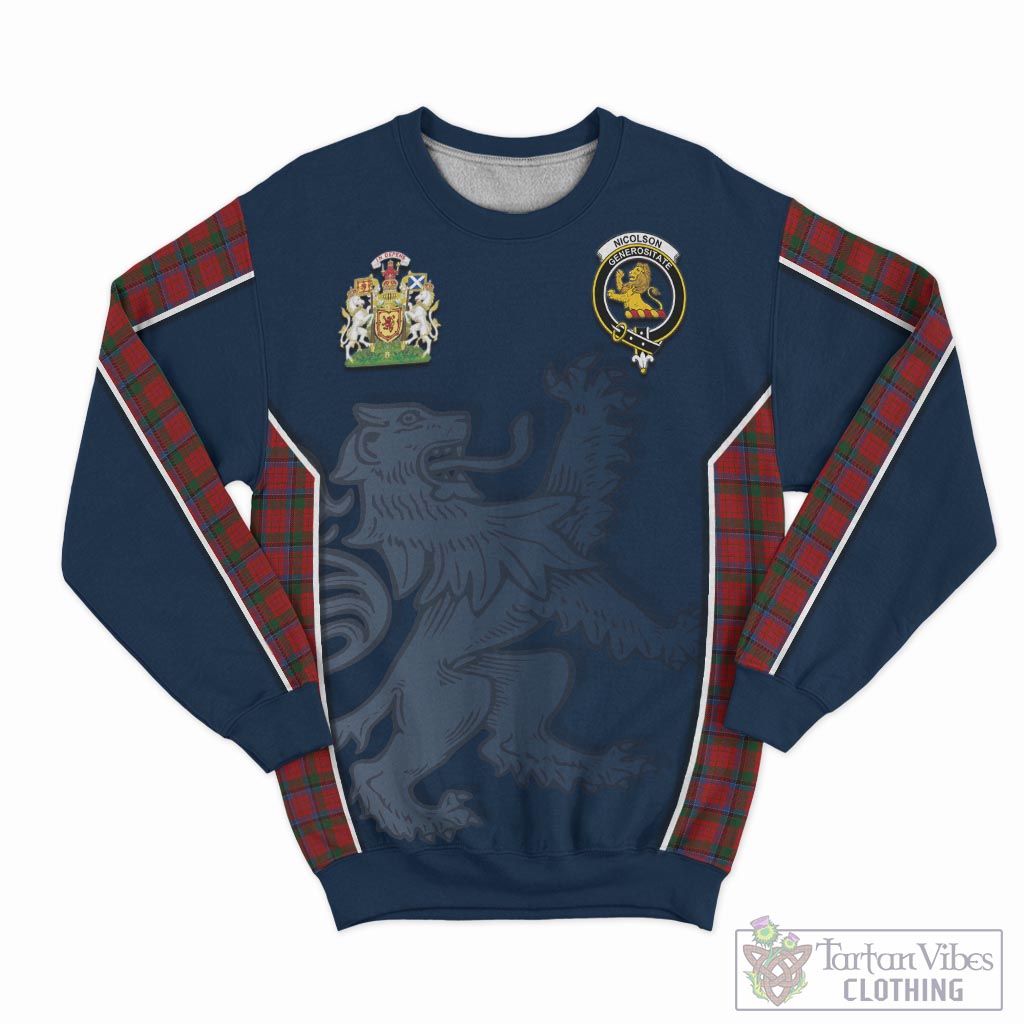 Tartan Vibes Clothing Nicolson Tartan Sweater with Family Crest and Lion Rampant Vibes Sport Style