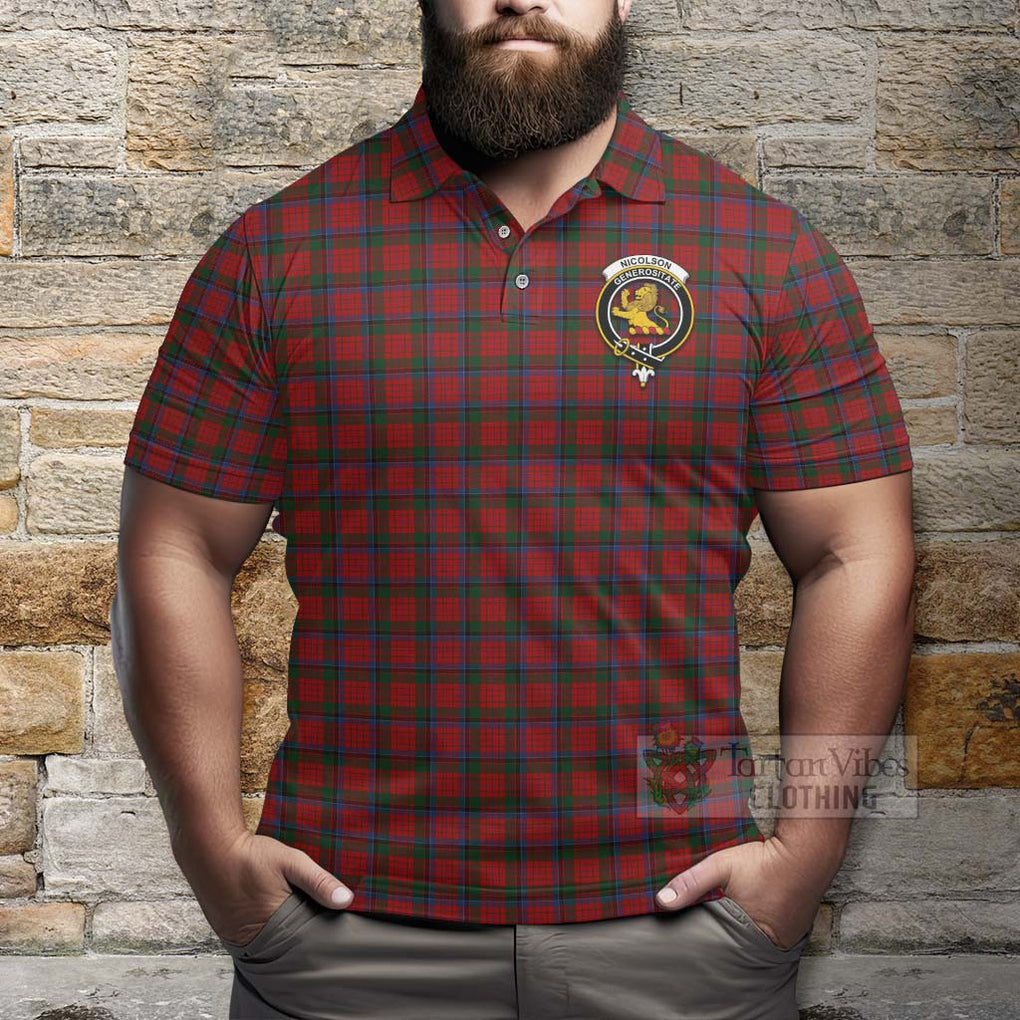 Tartan Vibes Clothing Nicolson Tartan Polo Shirt with Family Crest Celtic Skull Style