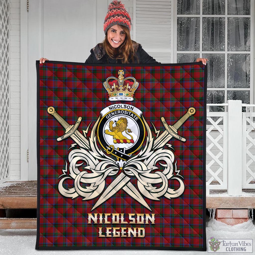 Tartan Vibes Clothing Nicolson Tartan Quilt with Clan Crest and the Golden Sword of Courageous Legacy