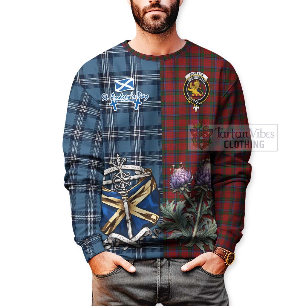 Tartan Vibes Clothing Nicolson Tartan Sweatshirt Happy St. Andrew's Day Half Tartan Style