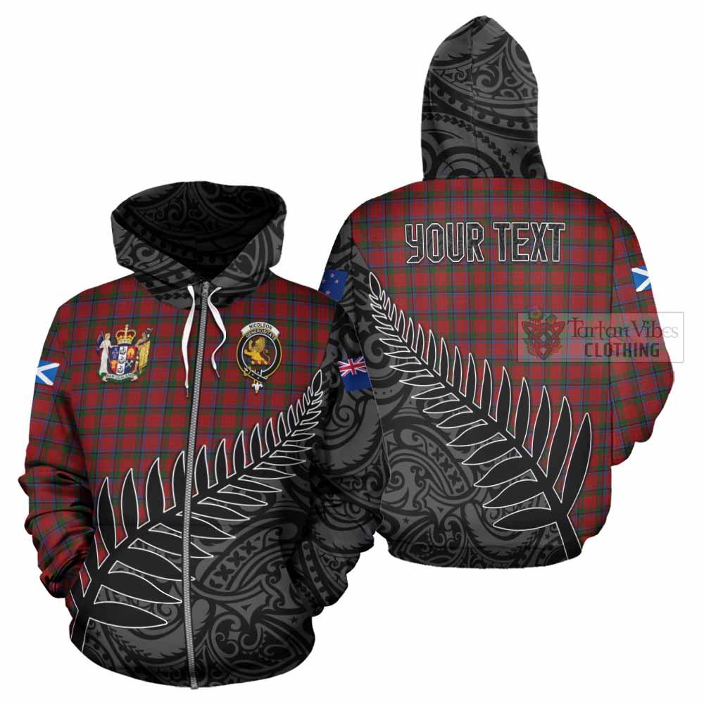 Tartan Vibes Clothing Nicolson Crest Tartan Hoodie with New Zealand Silver Fern Half Style