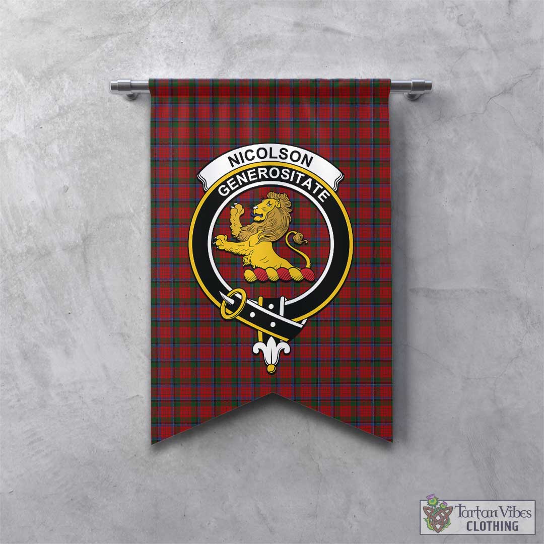 Tartan Vibes Clothing Nicolson Tartan Gonfalon, Tartan Banner with Family Crest