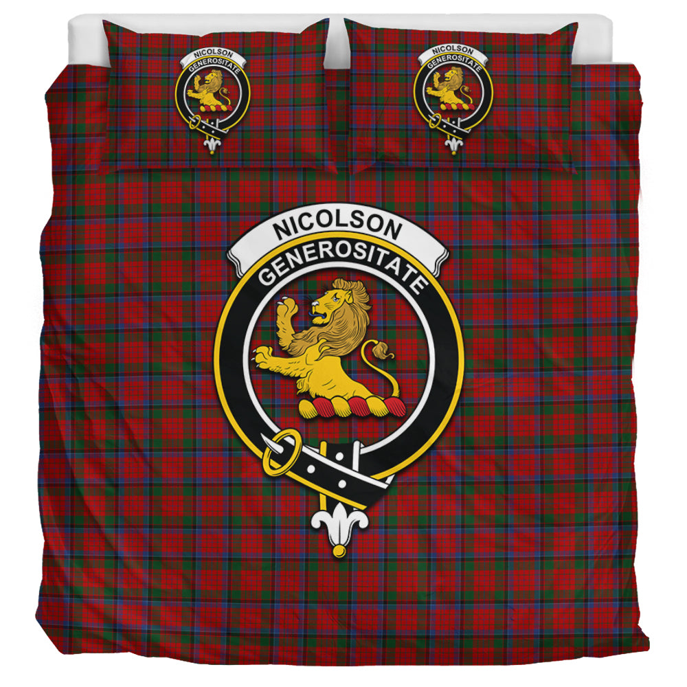 Nicolson Tartan Bedding Set with Family Crest UK Bedding Set UK Super King 104*94 inch - Tartan Vibes Clothing