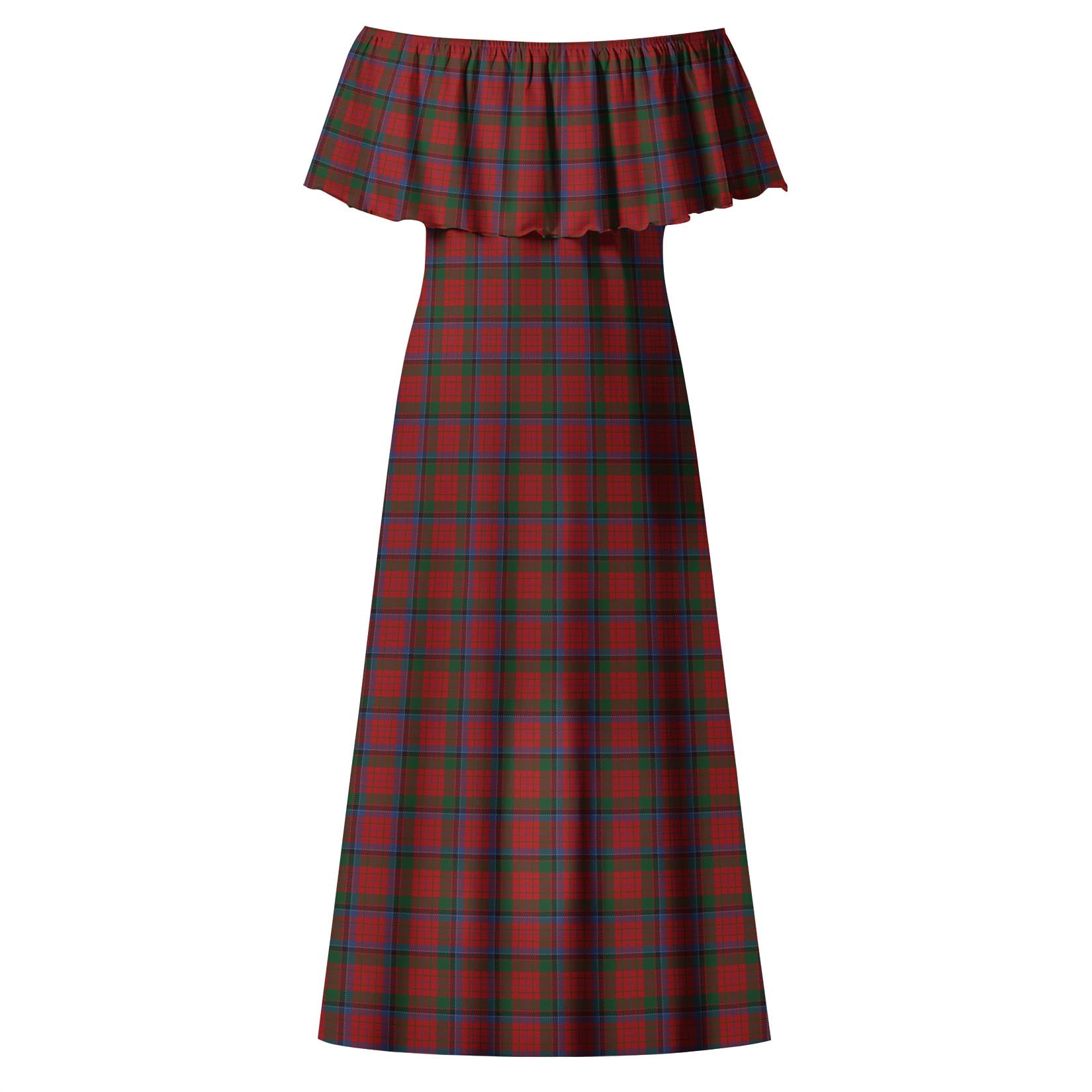 Nicolson Tartan Off Shoulder Long Dress - Tartanvibesclothing