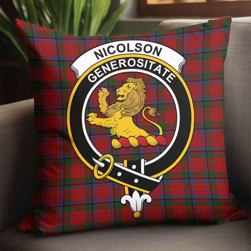 Nicolson Tartan Pillow Cover with Family Crest - Tartanvibesclothing