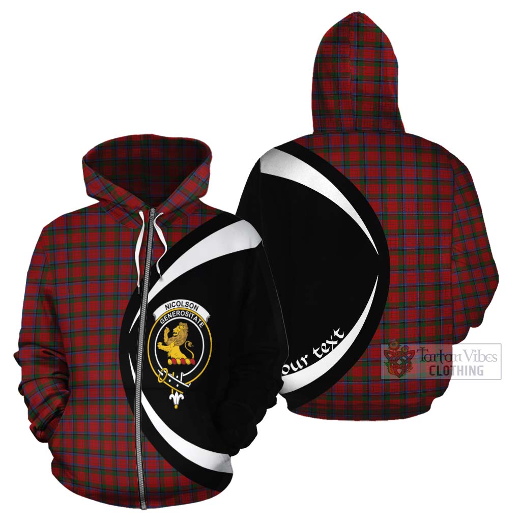 Tartan Vibes Clothing Nicolson Tartan Cotton Hoodie with Family Crest Circle Style