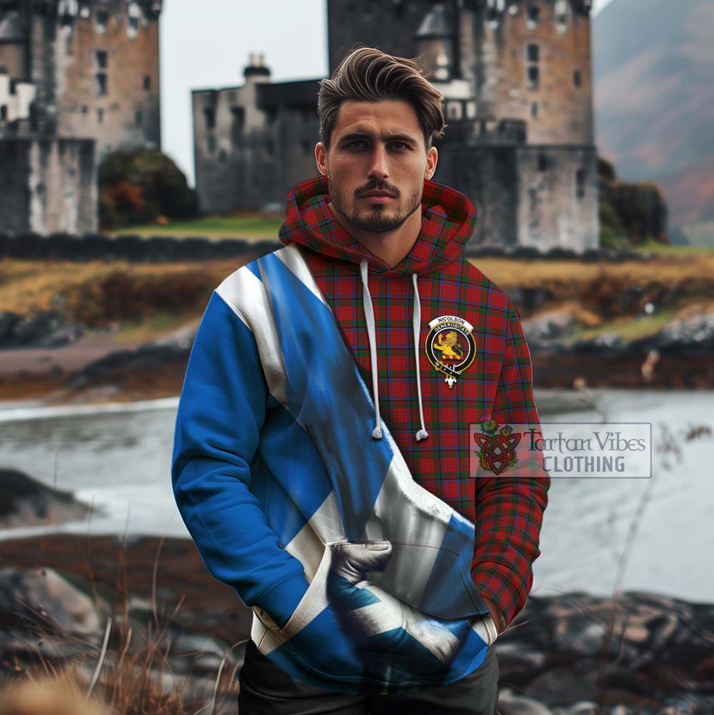 Tartan Vibes Clothing Nicolson Tartan Cotton Hoodie with Family Crest Scotland Patriotic Style