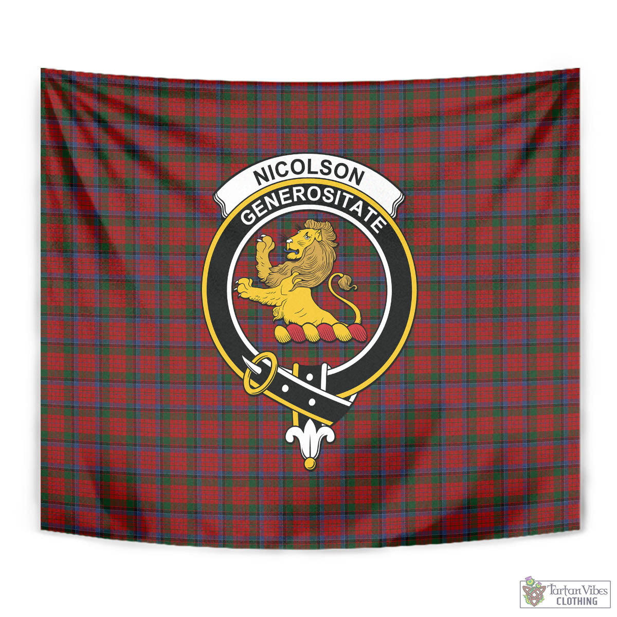 Tartan Vibes Clothing Nicolson Tartan Tapestry Wall Hanging and Home Decor for Room with Family Crest