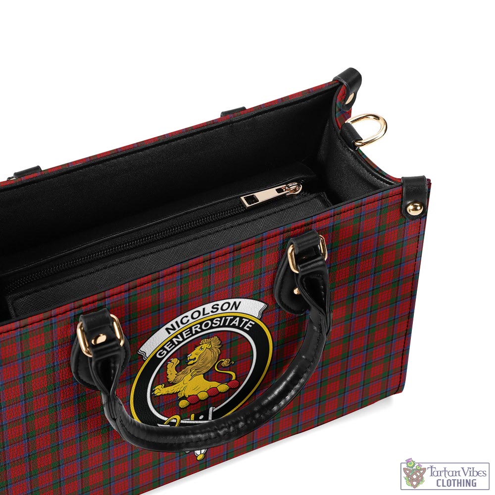 Nicolson Tartan Luxury Leather Handbags with Family Crest - Tartan Vibes Clothing