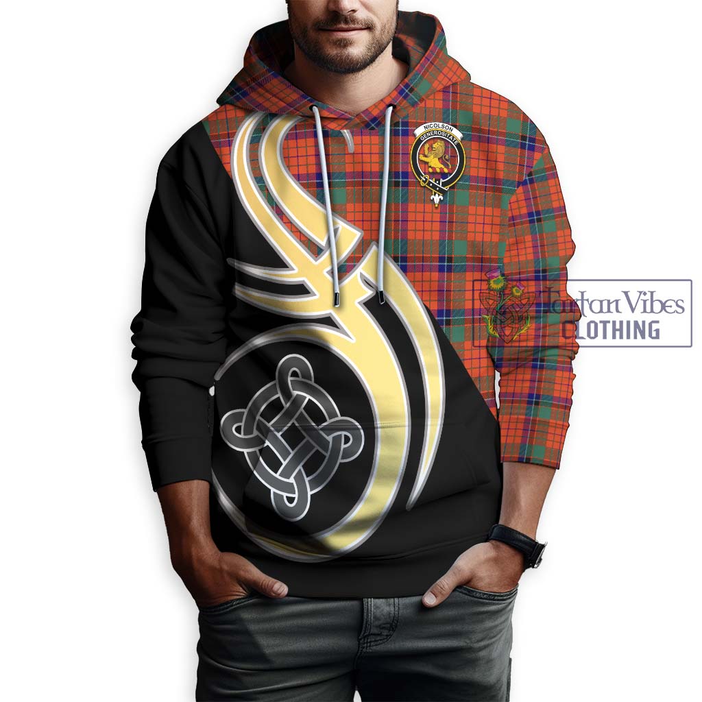 Nicolson Ancient Tartan Hoodie with Family Crest and Celtic Symbol Style Zip Hoodie - Tartan Vibes Clothing