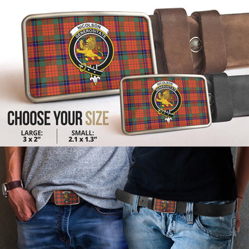 Nicolson Ancient Tartan Belt Buckles with Family Crest