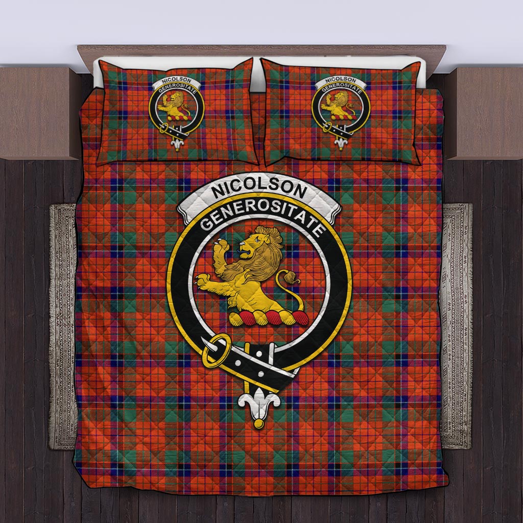 Nicolson Ancient Tartan Quilt Bed Set with Family Crest Twin - Tartan Vibes Clothing