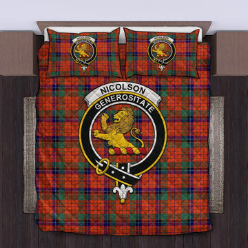 Nicolson Ancient Tartan Quilt Bed Set with Family Crest