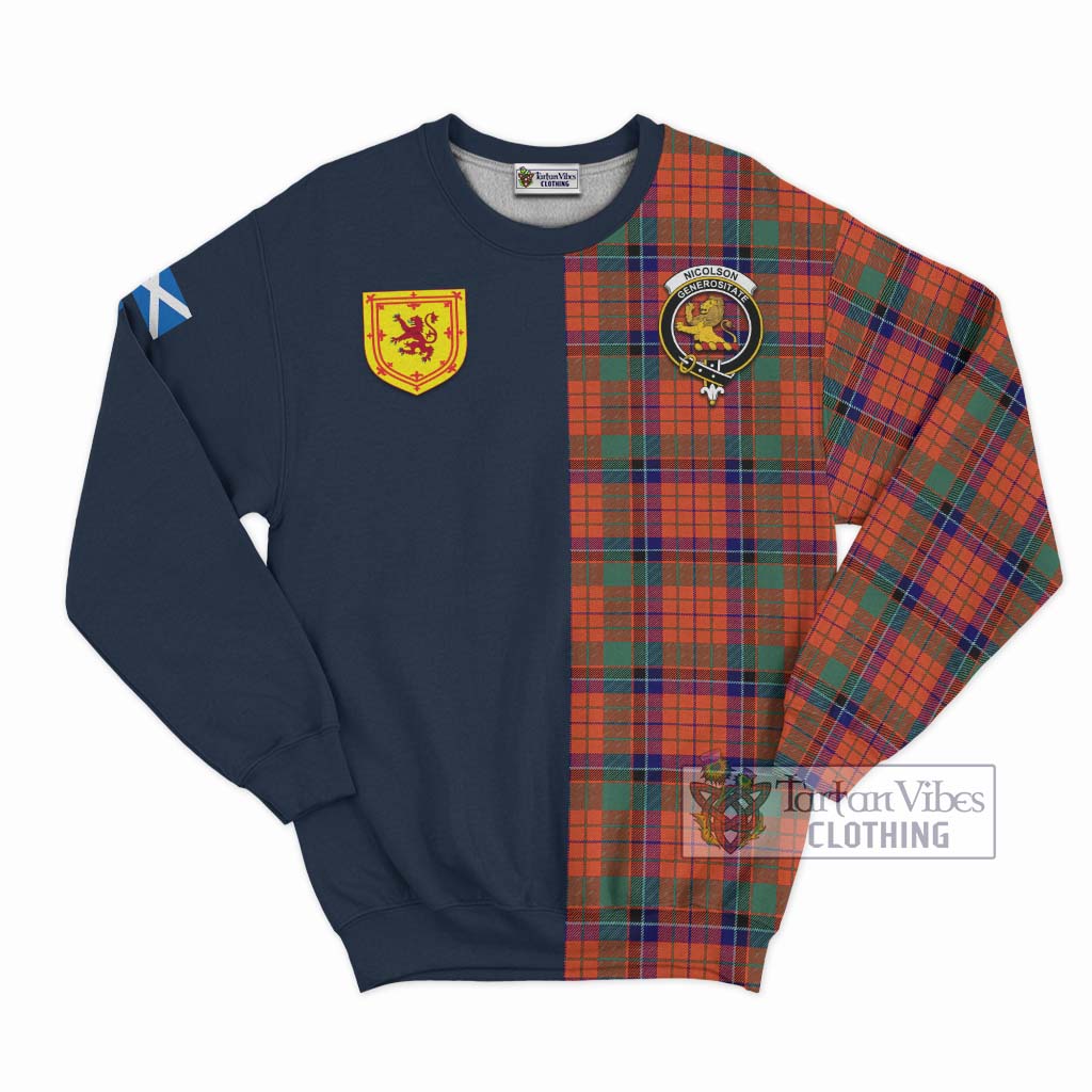 Tartan Vibes Clothing Nicolson Ancient Tartan Sweatshirt with Scottish Lion Royal Arm Half Style