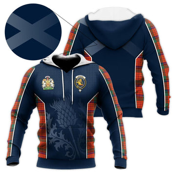 Nicolson Ancient Tartan Knitted Hoodie with Family Crest and Scottish Thistle Vibes Sport Style