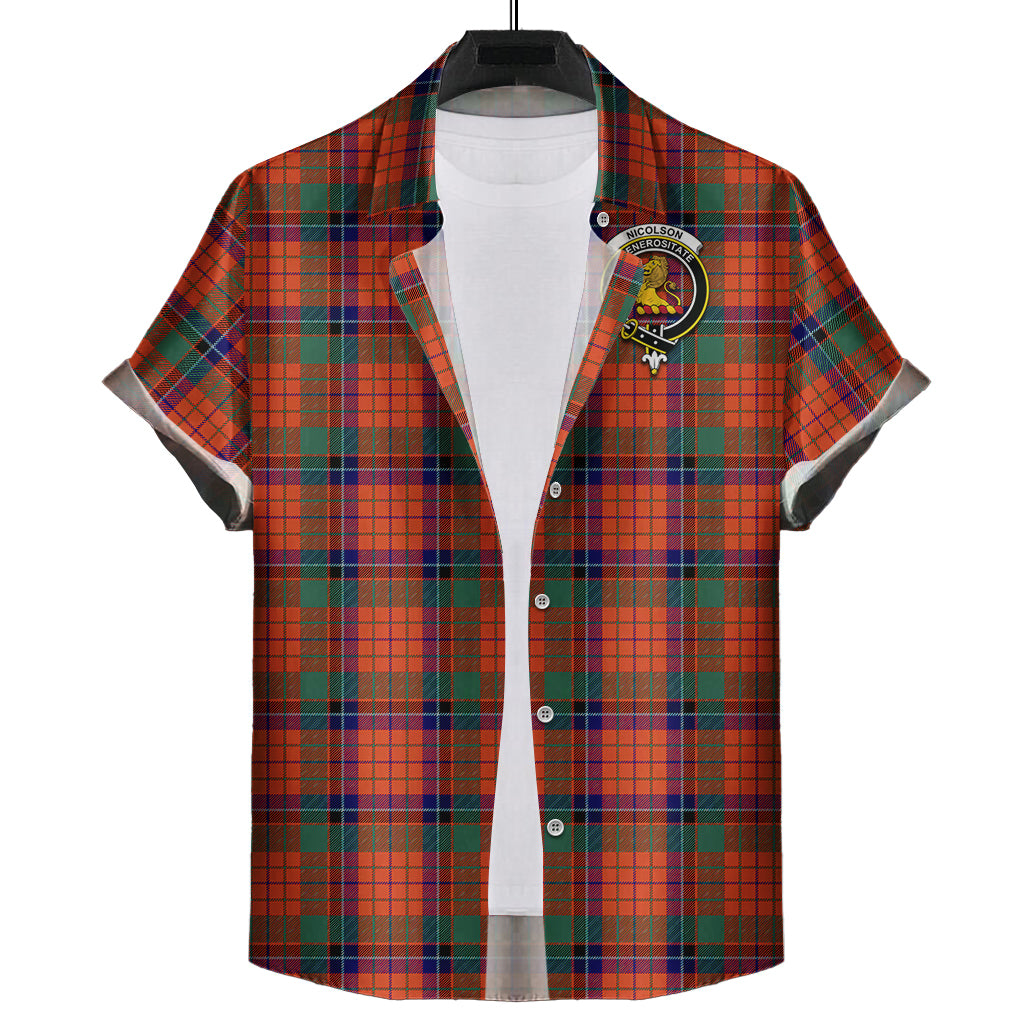 nicolson-ancient-tartan-short-sleeve-button-down-shirt-with-family-crest