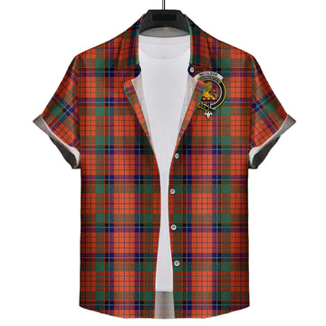 Nicolson Ancient Tartan Short Sleeve Button Down Shirt with Family Crest