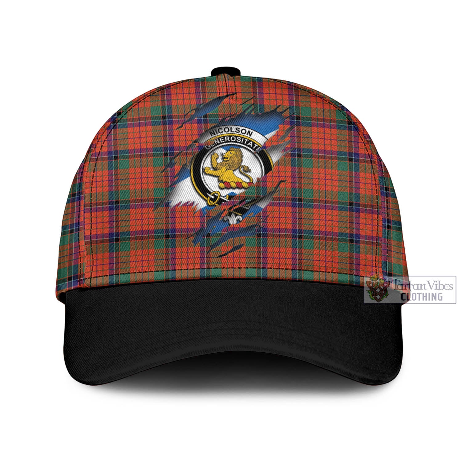 Tartan Vibes Clothing Nicolson Ancient Tartan Classic Cap with Family Crest In Me Style