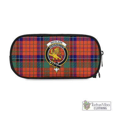 Nicolson Ancient Tartan Pen and Pencil Case with Family Crest