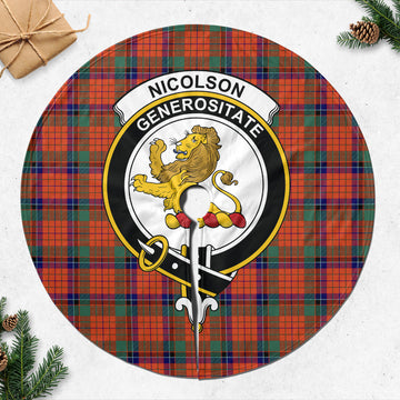 Nicolson Ancient Tartan Christmas Tree Skirt with Family Crest