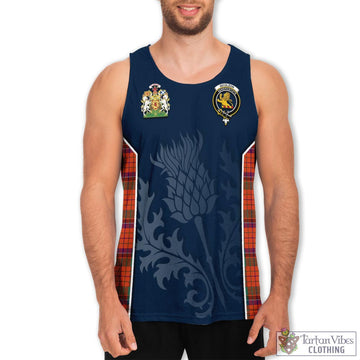 Nicolson Ancient Tartan Men's Tanks Top with Family Crest and Scottish Thistle Vibes Sport Style