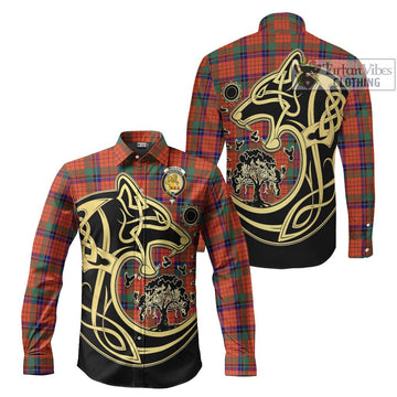 Nicolson Ancient Tartan Long Sleeve Button Shirt with Family Crest Celtic Wolf Style